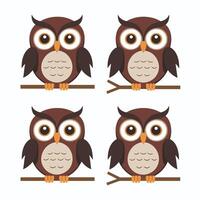 Cute cartoon owl funny animal. illustration. vector