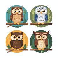 Cute cartoon owl funny animal. illustration. vector