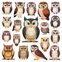 Cute cartoon owl funny animal. illustration. vector