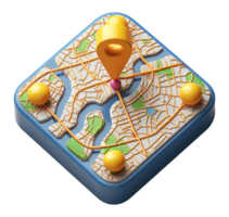 3d illustration of pin map icon isolated on transparent background, generated ai png