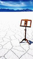 an old music stand is on white salt desert video