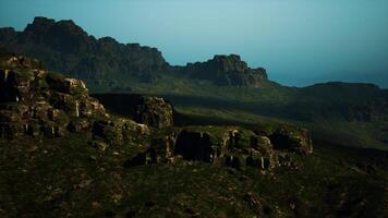 An aerial view of a rocky mountain range. mountain path video