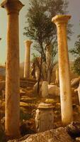 oude Romeinse ruïnes met gebroken beelden video