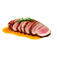 Duck breast skin on scored and seared juicy and tender shot with a soft focus png