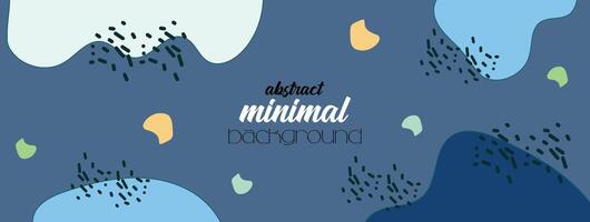 Minimal Hand Drawn Abstract Banner Background Design with Natural and Floral Line Art. Hand Drawn Geometric Pattern Organic Shape Memphis Style Background for Social Media Post Cover Print Wallpaper vector