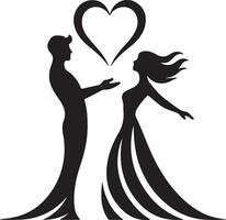 Couple silhouette set falling in love different poses isolated on white background vector