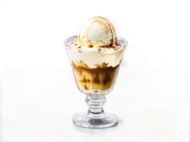 Affogato An indulgent affogato in a short glass with a scoop of vanilla ice cream png