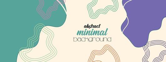 Minimal Hand Drawn Abstract Banner Background Design with Natural and Floral Line Art. Hand Drawn Geometric Pattern Organic Shape Memphis Style Background for Social Media Post Cover Print Wallpaper vector