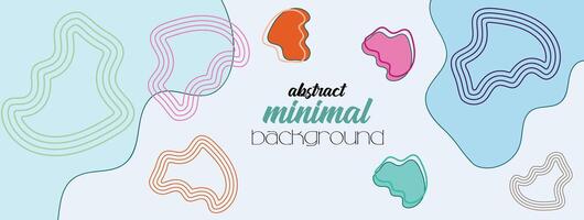 Minimal Hand Drawn Abstract Banner Background Design with Natural and Floral Line Art. Hand Drawn Geometric Pattern Organic Shape Memphis Style Background for Social Media Post Cover Print Wallpaper vector