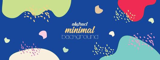 Minimal Hand Drawn Abstract Banner Background Design with Natural and Floral Line Art. Hand Drawn Geometric Pattern Organic Shape Memphis Style Background for Social Media Post Cover Print Wallpaper vector