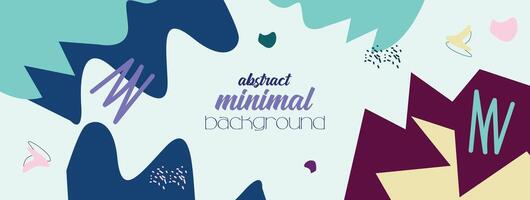 Minimal Hand Drawn Abstract Banner Background Design with Natural and Floral Line Art. Hand Drawn Geometric Pattern Organic Shape Memphis Style Background for Social Media Post Cover Print Wallpaper vector