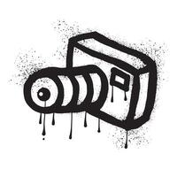 Camera with black spray paint graffiti art vector