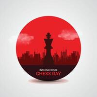 internacional ajedrez día creativo anuncios diseño. internacional ajedrez día. 20 julio, , 3d ilustración vector