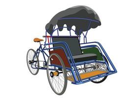Rickshaw becak surabaya east java. tricycle vehicle. Isolated on white background. vector