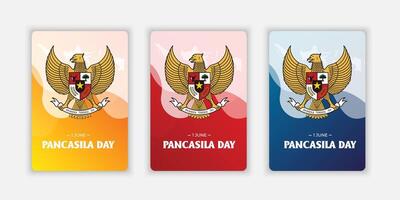 Realistic pancasila day background gradient illustration set collection. vector
