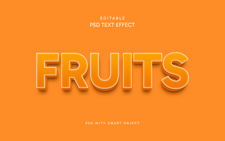criativo frutas texto efeito psd