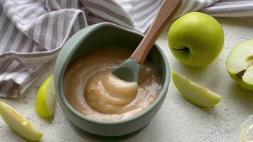 Healthy baby food in bowl video