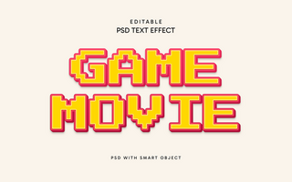 design gioco film testo effetto psd