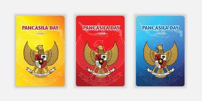 Realistic pancasila day background gradient illustration set collection. vector