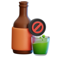 Nee alcohol 3d illustratie voor web, app, infografisch, enz png