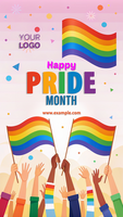 A poster for Pride Month featuring a rainbow flag psd