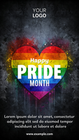 een poster voor trots maand met een regenboog hart psd