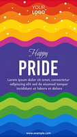 A colorful happy pride poster with rainbow stripes psd