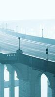 vista del puente sobre el río en la niebla video