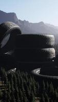 Abandoned car tires in mountains video