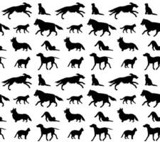 Seamless pattern of dog breed silhouette vector