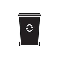 Flat cartoon black Recycle Bin vector