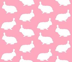 Seamless pattern of bunny rabbit silhouette vector