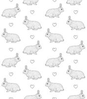 Seamless pattern of flat rabbit bunny vector