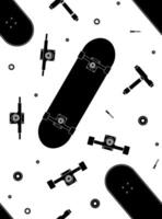 seamless pattern of skateboard parts vector