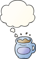 dibujos animados café taza con pensamiento burbuja en suave degradado estilo png