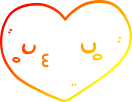 warm gradient line drawing of a cartoon love heart png