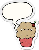 Karikatur Cupcake mit Rede Blase Aufkleber png