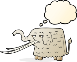 cartone animato di lana mammut con pensato bolla png
