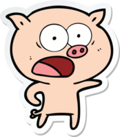 autocollant d'un cochon de dessin animé criant png