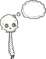 spooky cartoon sull and spine with thought bubble png