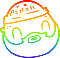 rainbow gradient line drawing of a cartoon male face with beard png