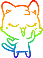 arco iris degradado línea dibujo de un contento dibujos animados gato png