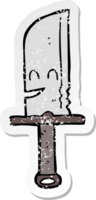 distressed sticker of a cartoon knife png