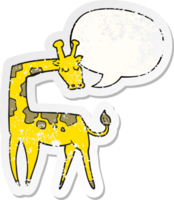 dessin animé girafe avec discours bulle affligé affligé vieux autocollant png