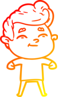 warm gradient line drawing of a happy cartoon man png