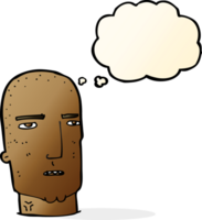 cartoon bald tough guy with thought bubble png