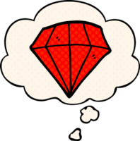 dessin animé tatouage diamant avec pensée bulle dans bande dessinée livre style png
