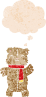 desenho animado Urso de pelúcia Urso com pensamento bolha dentro grunge angustiado retro texturizado estilo png