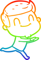 rainbow gradient line drawing of a cartoon friendly man png