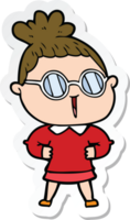 sticker of a cartoon woman wearing spectacles png